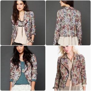 Free people floral tapestry Moto jacket